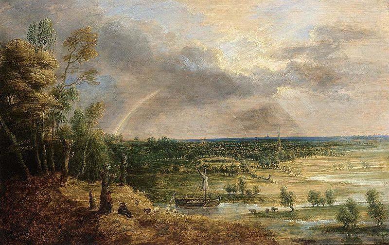 Lucas van Uden Panoramic River Landscape France oil painting art